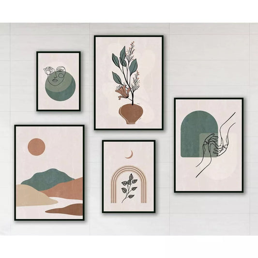 Conjunto de Quadros Decorativos Abstratos com Linhas Minimalistas - Adicione um Toque Moderno e Sofisticado à sua Decoração