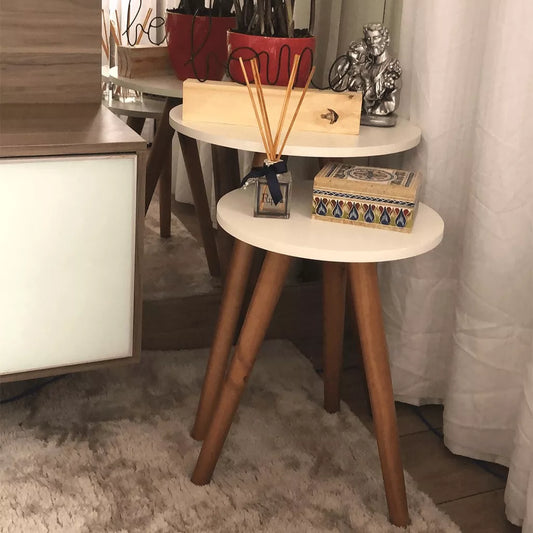 Conjunto Classic de 2 Mesas Redondas - Adicione Charme e Elegância ao seu Ambiente