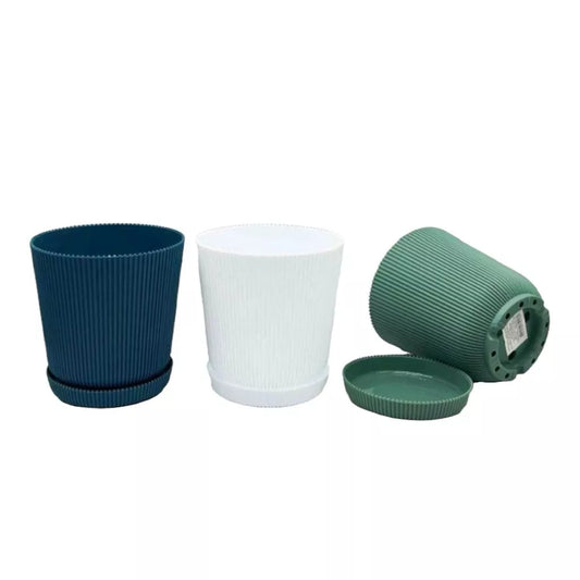 Vaso de Flor Cachepô Decorativo com Bandeja em Plástico