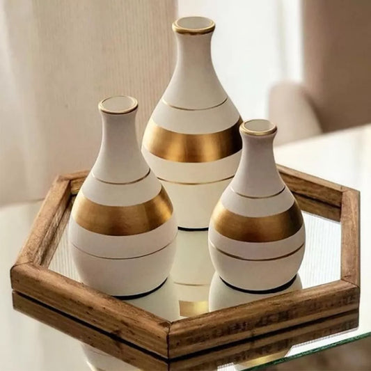 Conjunto de 3 Vasos Estilo Garrafa - Decoração Sofisticada para Sua Sala
